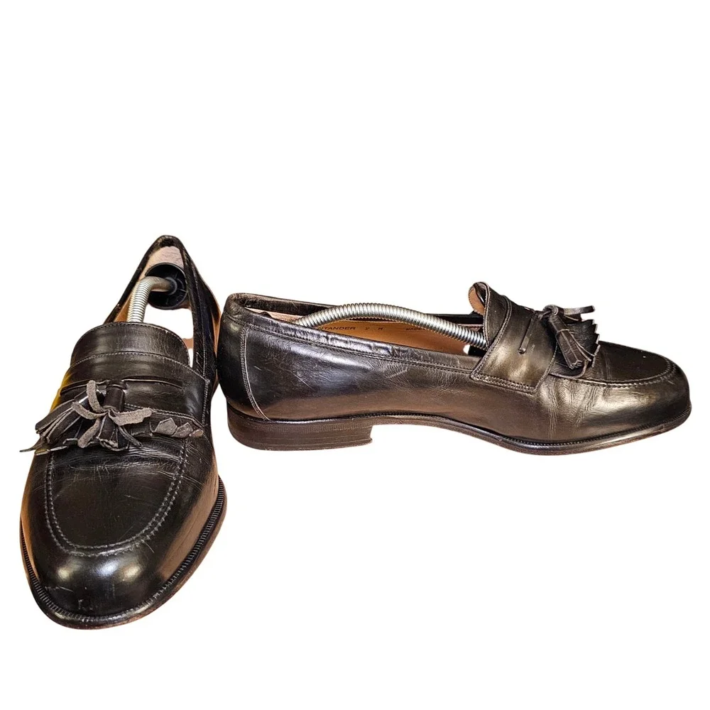 Mezlan Santander Black Leather Tassel Loafer Dress Shoes Men's Size‎ 9 Vintage